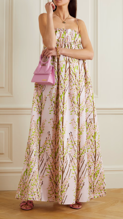 Brigit floral-print taffeta maxi dress