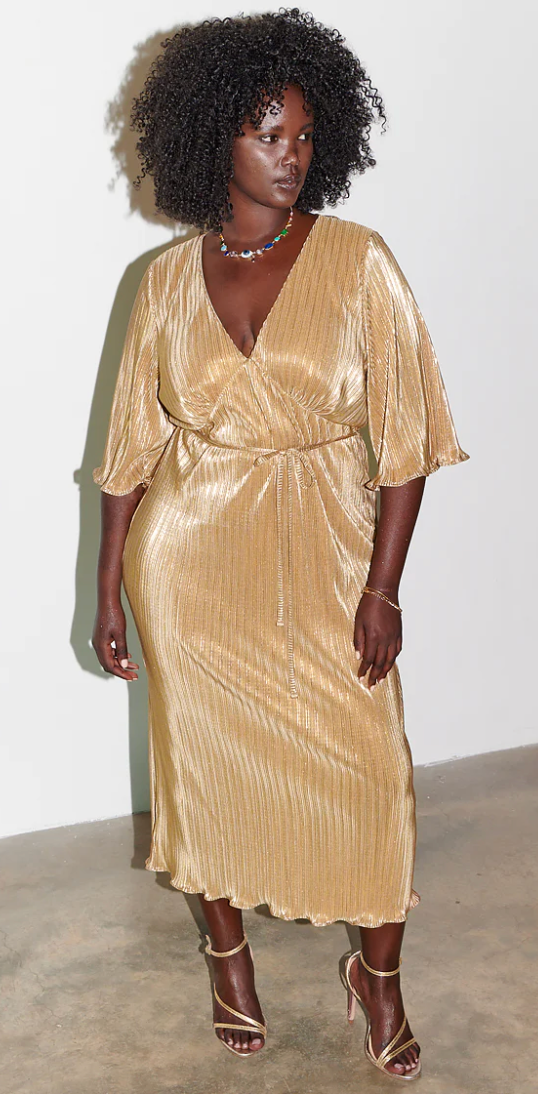 Gold Plisse Dress
