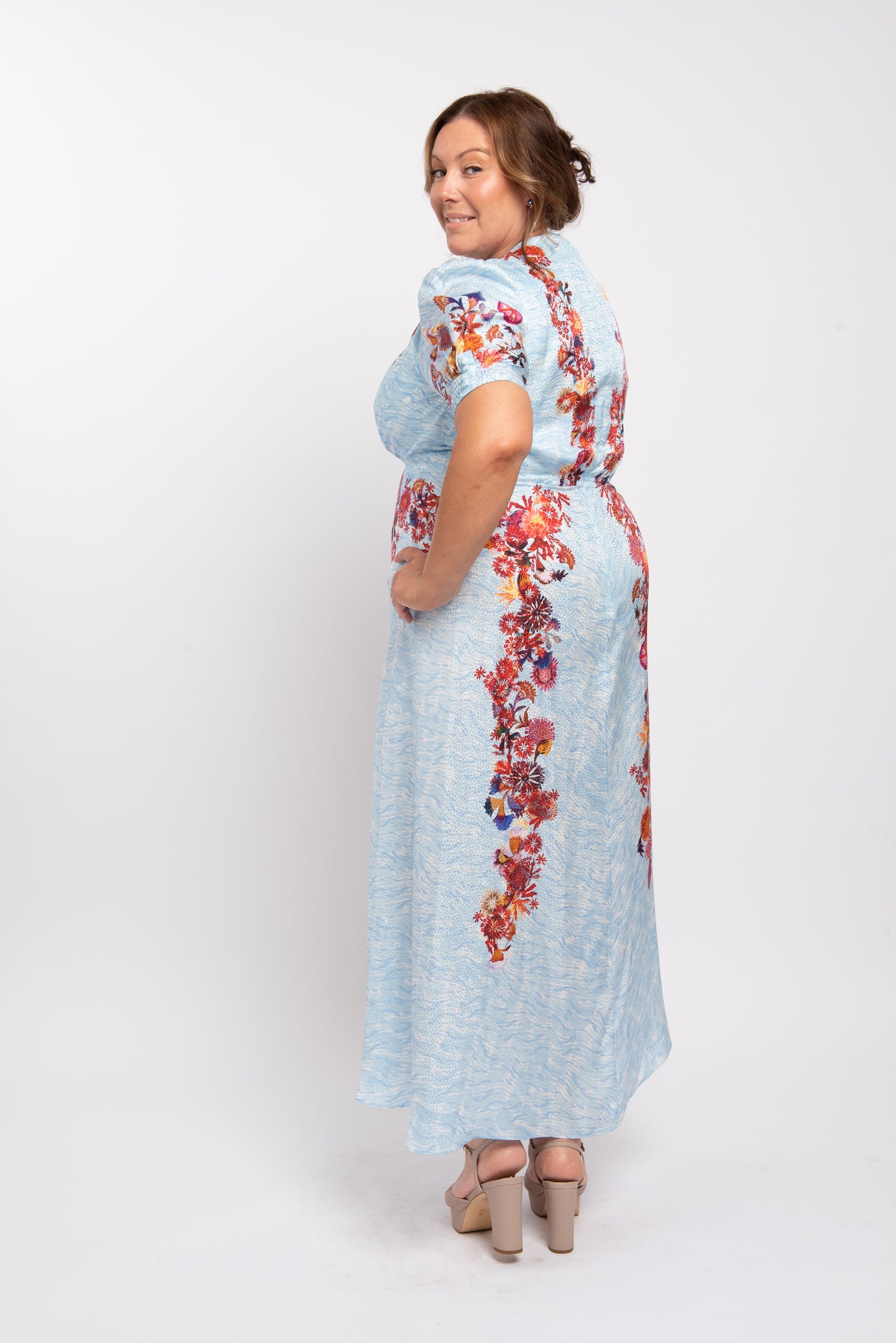 Lea floral-print silk-satin midi dress